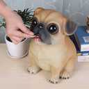Cute Pug Money Box, Coin Bank Keepsake with Plastic Stopper, Cute Pet Statue Decor Money Saving Coin Bank Animal Birthday Nursery Decor for Girls Boys (Puppy), Yellow