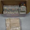100 Pcs Chili Cook off Party Decorations, 50 Pcs 2 oz Mini Chili Cook off Tasting Cups Disposable Sample Paper Cups and 50 Wooden Spoons for Competition Prizes Party Cooking Supplies(Black)
