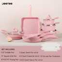 JEETEE Pink Pots and Pans Set Nonstick 23pcs, Healthy Kitchen Cookware Sets, Induction Cooking Set Pink Frying Pans, Saucepans, Saut & Griddle & Crepe Pan (PFOA Free)