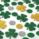 220 Pieces St. Patrick's Day Shamrocks Table Clover Confetti Saint Patty Double Sided Glitter Paper Confetti Decor Clover Circle Dots Table Scatters for St. Patrick's Day Party Accessories