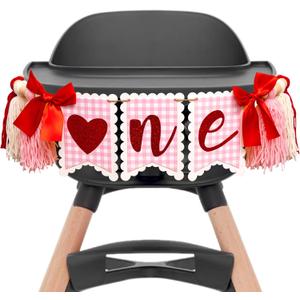 Upfirst Valentine's Day One High Chair Banner - Sweetheart One Birthday Party Decoration Supplies Banner,Valentine's Day Theme 1st Birthday Party Banner,Sweetheart Sign Anniversary Milestone Celebration Highchair Banner