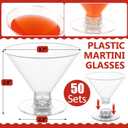 GGOLDMER 50 Sets Plastic Martini Glasses - 5 oz Disposable Cocktail Glasses Mini Martini Cups for Christmas New Year Party, Wedding, Wine, Margarita, Desserts, Ice Cream, Unbreakable