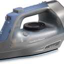 Hamilton Beach Steam Iron & Vertical Steamer for Clothes with Scratch-Resistant Durathon Soleplate, 8' Retractable Cord, 3-Way Auto Shutoff, Anti-Drip, 1800 Watts, Silver and Blue