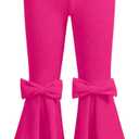 Floerns Girl's Stretchy Elastic High Waist Bow Front Bell Bottom Flare Leg Pants (Pure Hot Pink)