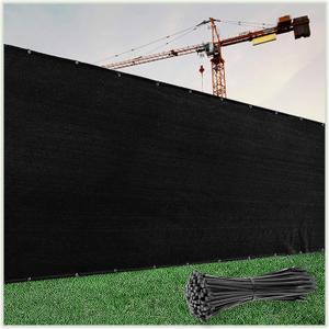 ColourTree 4' x 50' Black Fence Privacy Screen Windscreen Cover Fabric Shade Tarp Netting Mesh Cloth - Commercial Grade 170 GSM - Cable Zip Ties Included - We Make Custom Size (Black 2nd Generation)