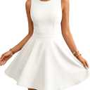 ZESICA Women's Summer Sleeveless Mini Dress 2026 Elegant Crewneck A Line Graduation Cocktail Party Short Dresses, Small