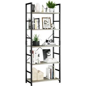 NUMENN 5 Tier Bookshelf, Tall Bookcase Shelf Storage Organizer, Modern Book Shelf for Bedroom, Living Room and Home Office, Grey