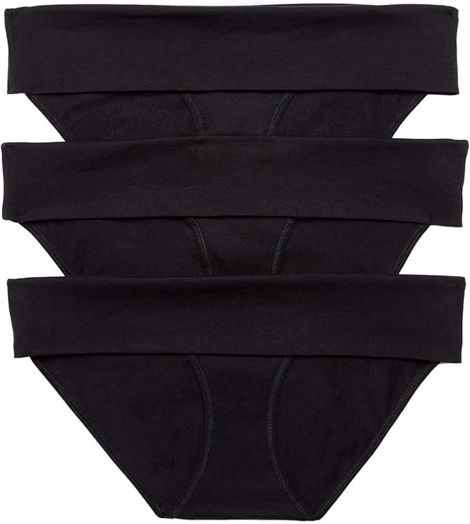 Motherhood Maternity womens Foldover Brief Panty 3-pack (Small, All Black Pack)