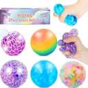 5PACK Stress Balls for Kids,Squishy Balls Fidget Toys for Adults Stress Relief,Cute Mesh Ball Squishies Ball for Autism Sensory/ADHD, Durable Squeeze Balls