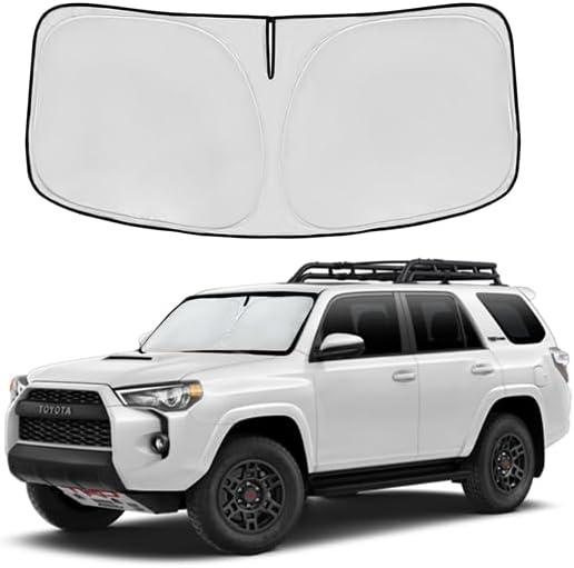 Windshield Sun Shade for Toyota 4Runner 2010-2024 2025 2026 Front Window Shade Custom Fit 4Runner Accessories Sun Visor Foldable Shade Blocks UV Rays Summer Must Have Car Accessories