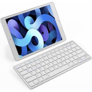 Wireless Bluetooth Keyboard for Apple iPad iPhone Samsung Phone Smartphone Tablet Portable Keyboard for Compatible iOS/Windows/Android System Devices (White)