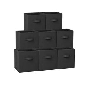 Criusia Storage Cubes - 11 Inch Heavy Duty Fabric Storage Bins for Shelves Closet, Cube Organizer - 8 Pack Collapsible Cube Storage Bins Baskets for Organizing Clothes Blankets Toys (Black)