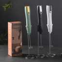 Ruciko Rechargeable 3-Speed Electric Milk Frother,Stainless Steel,Mini Handheld.Quick Type-C Charging for Lattes,Coffee,Egg Whipping & Hot Choc.With Double-Layer Frothing Head & Stand.(white)