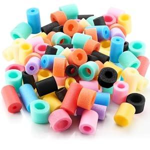 Frienda 100 Pcs Pool Noodles Bits Multicolor Craft Small Size Versatile Mixed Floating Pool Noodles Foam Rope Tube for Play or DIY Craft Multipurpose (Mixed Sizes,Regular Colors)