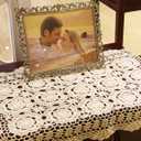 Damanni Rectangular Cotton Handmade Crochet Lace Table Runner Doilies Table Dresser Scarf Dcor,19 Inch by 24 InchBeige