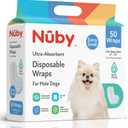 Nuby Pets Disposable Male Dog Wraps with Wetness Indicator, Absorbent & Leak-Resistant Belly Bands for Male Dogs, XSmall (613 Waist), 50 Count