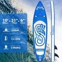 FunWater Inflatable Stand Up Paddle Board with Beginners SUP Accessories | 10' SUP,Anti-Slip EVA Deck,320lbs Capacity/Big Fin，Inflatable Paddle Boards for Adults & Youth of All Skill Levels, DARK BLUE, 10'×31"×6"