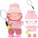 3 x Doll Clothes for Labubu 17cm 6-Piece Tennis Sports Set for Big into Energy & Have a Seat & Exciting Macaron Series Dolls, for 17cm Dolls Accessories (Pink)