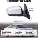 Right Passenger Silver Side Mirror Compatible with Honda Accord 2003-2007 Manual Folding Power Glass Alabaster Silver Metallic Door Mirrors Replace #HO1321152