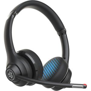 JLab Go Work Wireless Headsets with Microphone, 45+ Playtime PC Bluetooth Headset and Multipoint Connect to Laptop Computer and Mobile, Wired or Wireless Headphones, Black (1 Pack)
