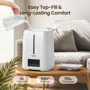 6L Top Fill Ultrasonic Humidifier - Cool and Warm Mist for Bedroom, Baby, Large Rooms & Plants, Smart Humidity Control, Aroma Diffuser, Night Light, 12H Timer, Quiet, White