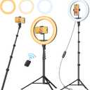 TODI 12" Ring Light with 63" extendable Tripod Stand, Selfie RingLight with Phone Holder and Selfie Remote, 2-in-1 Dimmable LED Ring Light for Makeup, Live Stream, Photography