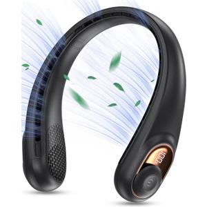 KIDEE Neck Fan, Portable Bladeless Neck Fans, Upgrade 360 Airflow, Super Quiet, 3 Speeds, 4000mAh Personal Wearable Neck Fan, Upgraded Cooling Air Volume USB Rechargeable Hands Free Fan (Black)