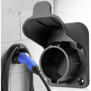 MECMO EV Charger Holder SAE J1772 Wall Mount Charging Cable Hanger Organizer, Nozzle Holster Dock Electric Vehicle EVSE PHEV Car Plug Space Saving Garage Wall Connector Cord Hook for Outdoor Indoor