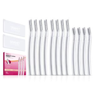 SINAHET Dermaplaning Tool (12 Count), Professional Face Razors for Women, Facial and Eyebrow Hair Removal, Gentle Skin Exfoliation Blade