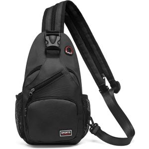 Convertible Sling Bags for Women Men, Lightweight Crossbody Backpack Daypack Fit for 7.9" Tablet for Casual Travel Sport Hiking (Black)