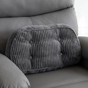 HIGOGOGO Lumbar Support Pillow for Recliner Chair/Accent Chair/Couch/Office Chair, Tufted Corduroy Back Support Cushion for Elderly, Recliner Cushions for Back Rest, Pain Relief, Reading, Dark Grey