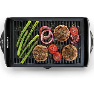 Chefman Electric Smokeless Indoor Grill w/ Non-Stick Cooking Surface & Adjustable Temperature Knob from Warm to Sear for Customized BBQing, Dishwasher Safe Removable Water Tray, Black