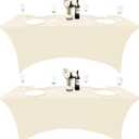2-Pack 6ft Spandex Table Covers for Rectangle Standard Folding Tables - Wrinkle Resistant Stretch Tablecloths - Ultimate Fitted Table Protector for Parties, Trade Shows, Banquet