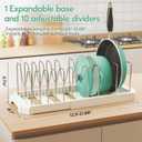 Pots and Pans Organizer for under Cabinet, Pan Pot Organizers inside Cabinet, Expandable Organizer with 10 Adjustable Dividers for Cookie Sheets, Cutting Boards, Pot Lids, Cookware - Frying Pan Rack