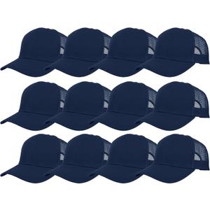 Gelante Mesh Trucker Hat Baseball Cap Structured Front Panel Wholesale LOT 12 Pack (Blue)