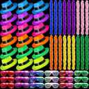 54 Pieces Neon Party Supplies Glow in The Dark Parties Supplies 18 Pcs Neon Gangster Party Hats 18 Pcs Light up Glasses with Colorful Feather Boas for Halloween 80's Raves Carnival Hora Loca Parties