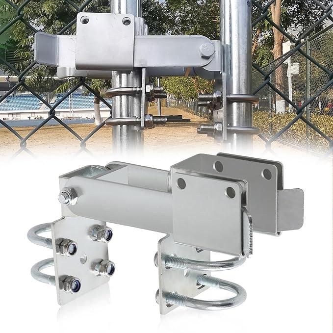BiJun Chain Link Double Gate Latch Chain Link Fence Gate Latch for 13/8" Gate Frames,Chain Link Residential Strong Arm Double Gate Latch Equipped with Convenient Padlock Holes (Silvery)