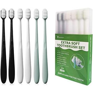 EasyHonor Extra Toothbrush for Sensitive Gums, Micro Fur Manual Toothbrush with 20000 Soft Floss Bristle for Pregnant Women, Elderly, Braces and Gum Recessions, Protect Fragile Gums (6 Pack)