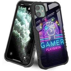 LANJINDENG Compatible with iPhone 12/12 Pro case [Shockproof Bumper] [Anti-Scratch] [Anti-Slip] Heavy Duty Protection Cover for Boys Kids Men - Gamer Play Game Win Easter