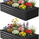 zunatu 6x1.5x1 ft(2 Pack) Galvanized Raised Garden Bed,Outdoor Planter Box Metal Patio Kit Planting Bed for Vegetables Flowers and Succulents,Black