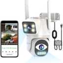 Security Cameras Outdoor Wireless,Dual Lens WiFi Cameras for Home Security, Auto Tracking Light Alarm & Color Night Vision,Two-Way Audio, Plug-in Cable,Water Proof for Outdoor