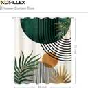 KOMLLEX Mid Century Green Boho Shower Curtain, Abstract Modern Shower Curtains for Bathroom, Plant Botanical Minimalist Leaf Arch Sun Fabric Liner Waterproof Polyester 12 Pack Hooks 60Wx72L Inches