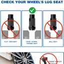 GAsupply 1/2-20 Extended Open End Acorn Lug Nuts Black, 1.9" 48mm Tall, 17mm Hex, Conical Seat 60 Degree, 20 Pack+1 Lug Nut Lock Key Socket
