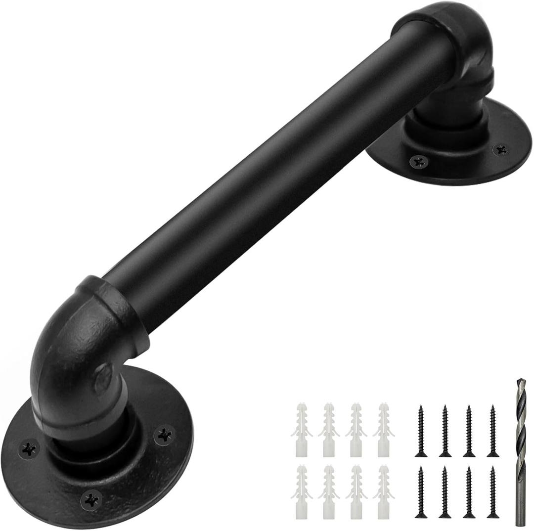 Wall Handrail 1FT/12IN,Industrial Staircase Railing 1.25 Inch Tube Diameter,Galvanized Pipe Handrail,Handrails for Indoor Stairs with Wall Mount Support,for Wall Mounted Stairway Handrail