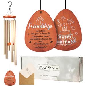 Friendship Gifts for Women. Wind Chimes for Bestie. Best Friends Birthday Gifts for Women. Outdoor WindChimes for Friendship with Catcher-Printed with Birthday Cake