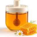 carrotez Honey Jars with Dipper 12oz  Glass Jar with No-Twist Lid for Kitchen Counter