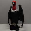 Tenceur 1 Piece Faux Vulture Effigy 18'' Large Fake Vulture Decoys Simulated Full Feathered Realistic Bird Black Hanging Faux Bird Scarecrow for Yard Roofs Trees Garden