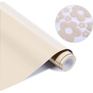 HTVRONT Puff Vinyl Heat Transfer -10" x 6ft Beige 3D Puff Heat Transfer Vinyl Foaming Colorful Puffy Iron on Vinyl for T-Shirt- Cream Puff Htv Vinyl for Compatible with Cricut Cutting Machine