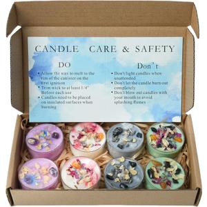 Tealight Soy Candles with Crystals and Herbs, Handmade Energy Candles, Aromatherapy Candles. (Mixed)