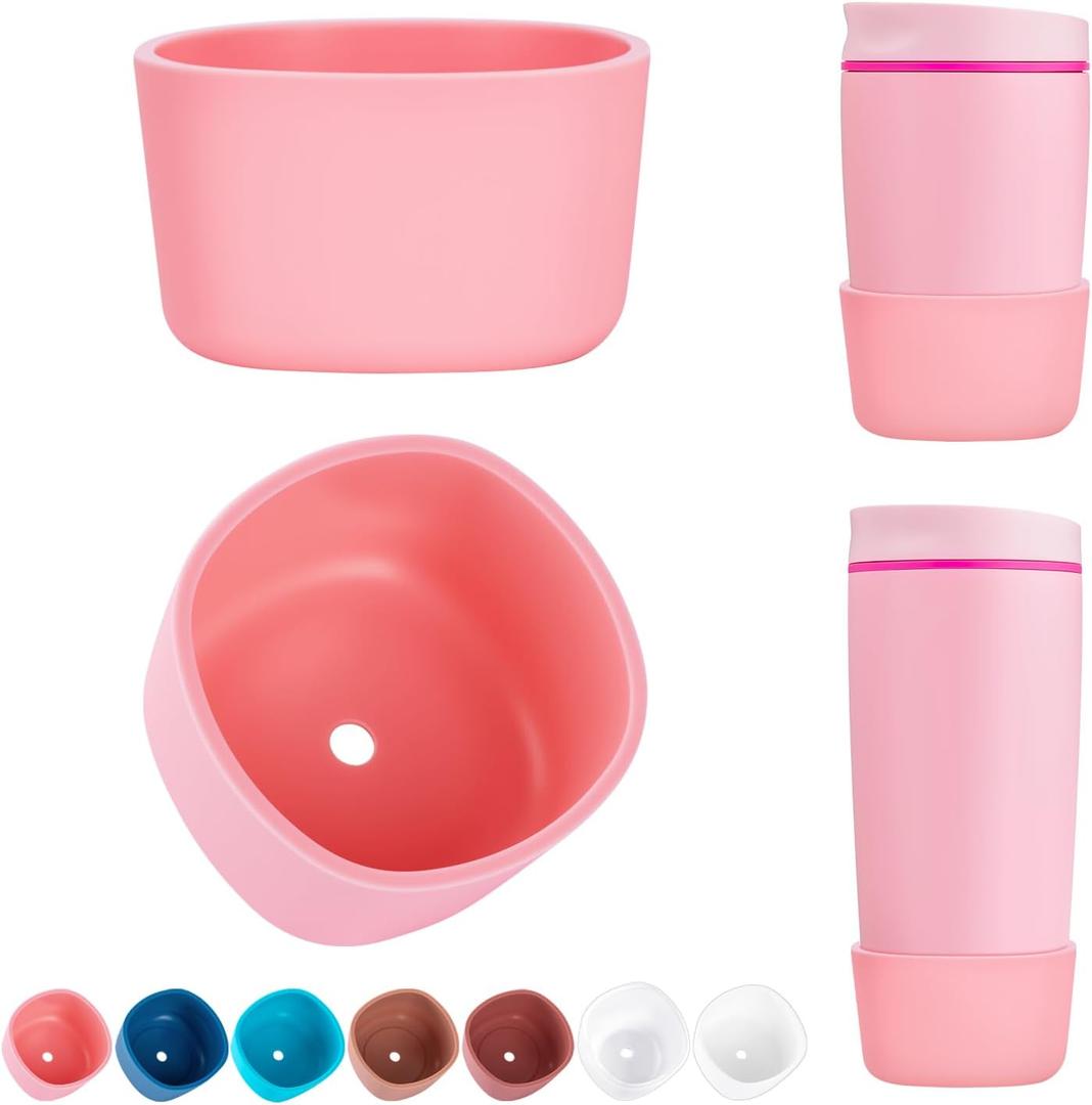 3 x 2pcs Silicone Boot for Owala Smoothsip Slider Coffee Tumbler 12oz 20oz, Anti-Slip Protective Sleeve, Rubber Bottom Protector for Travel Coffee Mug, Cup Tumblers Accessories for Owala', Pink